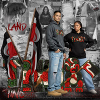 Cravass Tiki hoodies worn by male and female models in streetwear campaign featuring Māori-inspired TIKI design and tino rangatiratanga flag