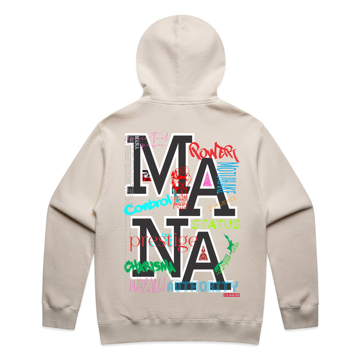 MANA FADED - ECRU Men's faded hoodie with contemporary Maori design.