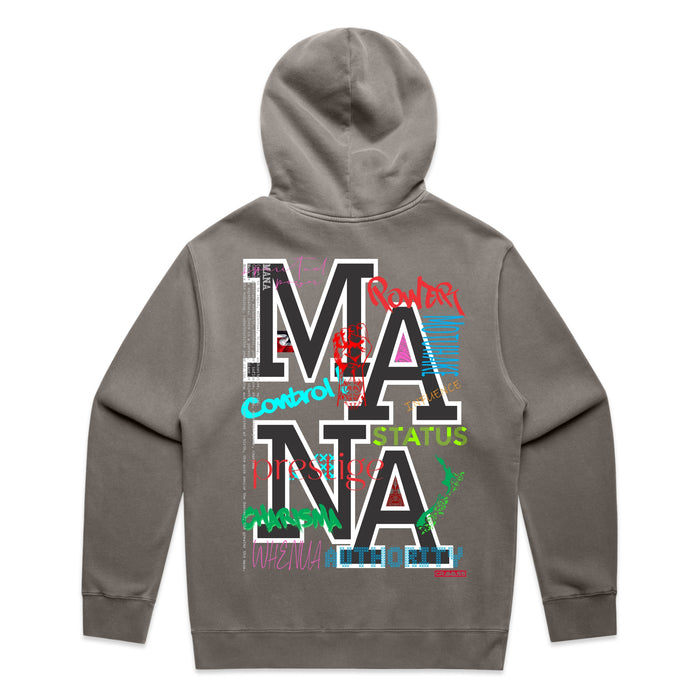 Men's faded grey hoodie with Maori art and design from cravass clothing. 