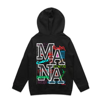 Kids black hoodie with Mana maori design, from cravass clothing. Maori fashion