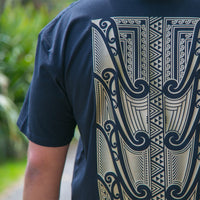 Men's black T-shirt with gold Maori design from Cravass clothing