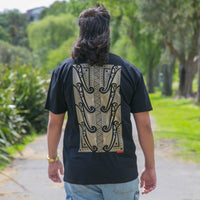 Men's black T-shirt with gold Maori design from Cravass clothing