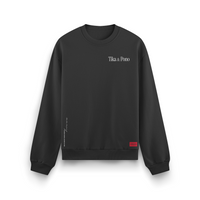 Black unisex cotton crew with white Tika & Pono design logo on front chest