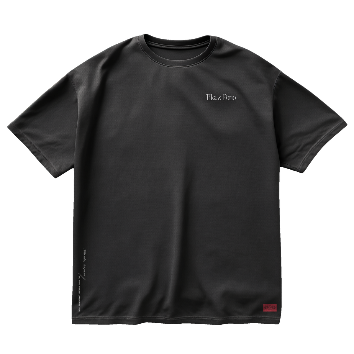 Black oversized tee with Tika & Pono front print – Māori streetwear NZ