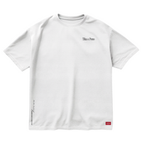 White unisex cotton t-shirt with black Tika & Pono design logo on Back