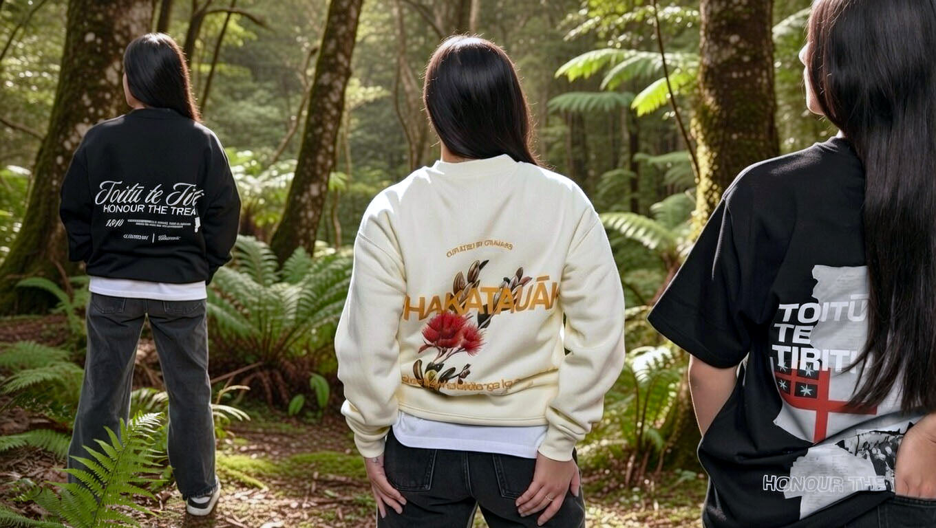 Model wearing Cravass Māori streetwear outdoors – lifestyle portrait New Zealand