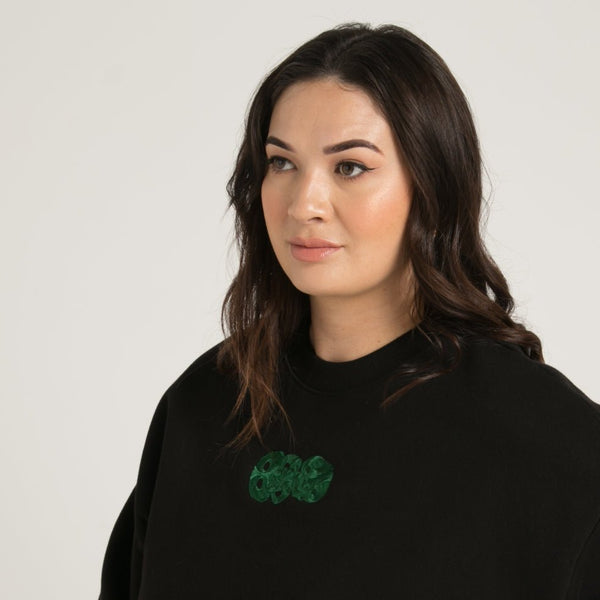 Tiki Embroidered Crew - Black - Cravass