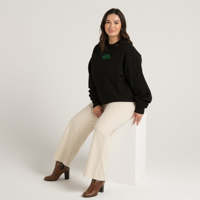 Tiki Embroidered Crew - Black - Cravass