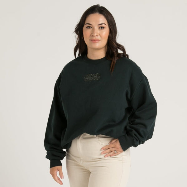 Tiki Embroidered Crew - Green - Cravass
