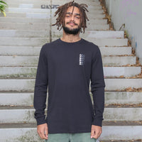 Cravass Colour-Wha Black Long Sleeve Māori streetwear t-shirt front view