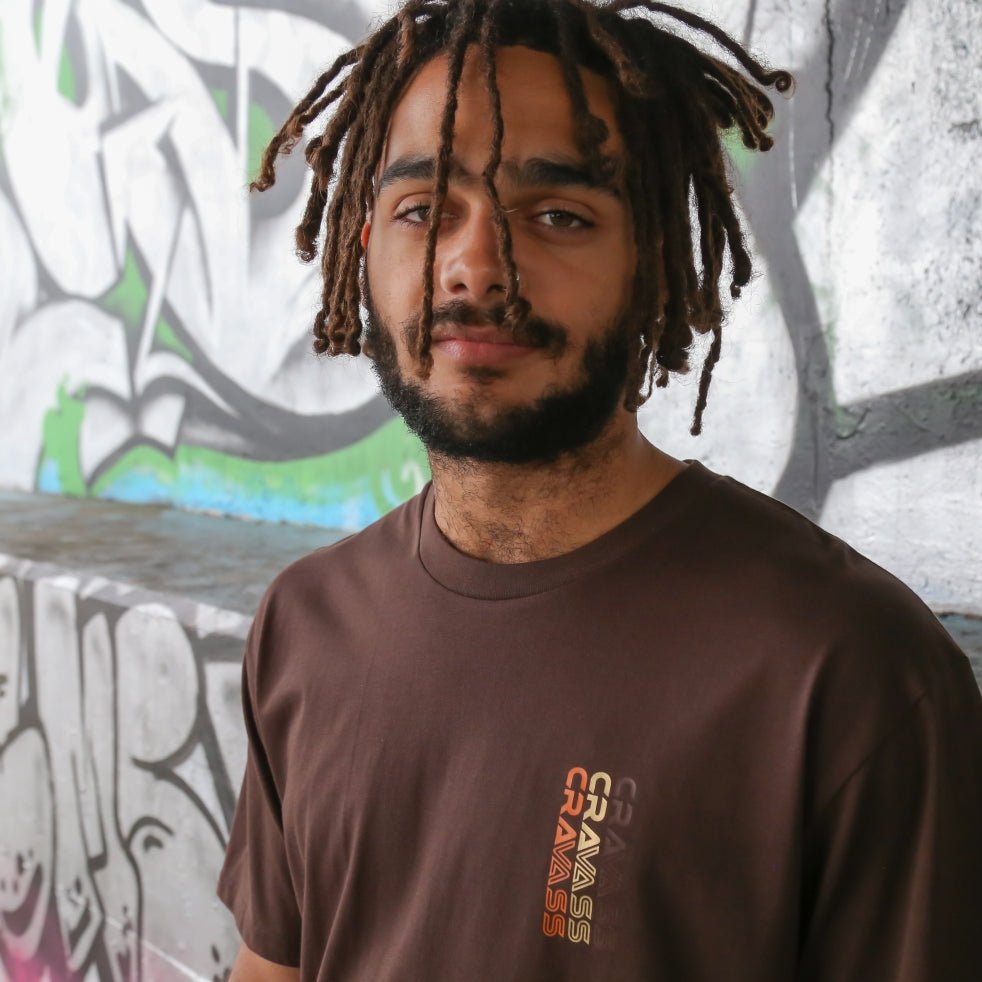 Close-up of brown colour-wha pattern and Māori-inspired design