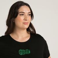 Tiki - Black - Embroidered Dress - Cravass
