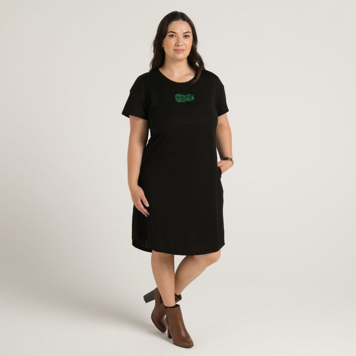 Tiki - Black - Embroidered Dress - Cravass