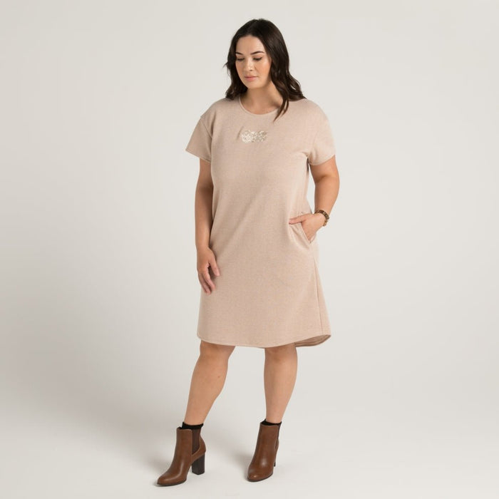 Tiki - Tan - Embroidered Dress - Cravass